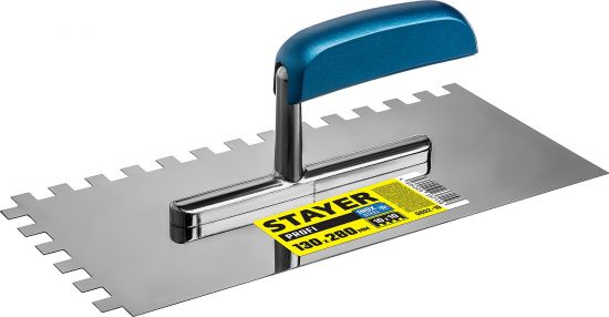 STAYER Profi 130х280 мм, 10х10 мм, гладилка штукатурная зубчатая нержавеющая с деревянной ручкой