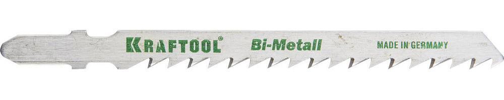 Полотна KRAFTOOL для эл/лобзика, Bi-Metall, по дереву, фанере, быстрый рез, EU-хвост., шаг 4мм, 75мм, 2шт 