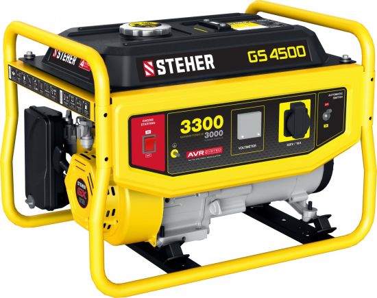 GS-4500 бензиновый генератор, 3300 Вт, STEHER