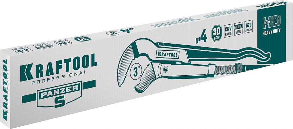 KRAFTOOL PANZER-S, №4, ключ трубный, изогнутые губки