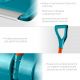 Снеговая лопата GRINDA PROLine FIBER-500 500 мм пластиковая с алюминиевой планкой, особопрочный легкий черенок из фибергласса, V-ручка