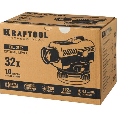 Оптический нивелир OL-32 увеличение 32Х рабочий диапазон 122 м, KRAFTOOL Оптический нивелир OL-32 увеличение 32Х рабочий диапазон 122 м, KRAFTOOL