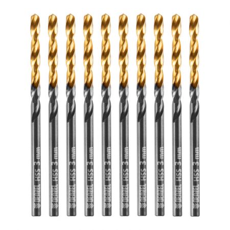 Сверло по металлу, 3 мм, HSS-Tin, Golden Tip, 10 шт. Denzel Сверло по металлу, 3 мм, HSS-Tin, Golden Tip, 10 шт. Denzel