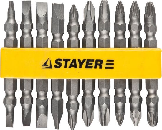 Набор STAYER Биты MASTER двухсторонние в пластиковом держателе, Cr-V, 10 предметов 