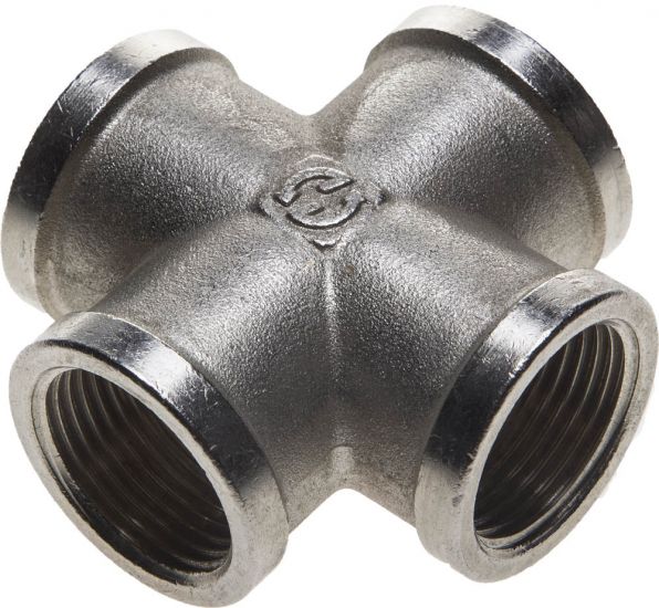 Крестовина GENERAL FITTINGS никелированная латунь, г/г/г/г, 3/4"