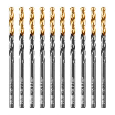 Сверло по металлу, 3,8 мм, HSS-Tin, Golden Tip, 10 шт. Denzel
