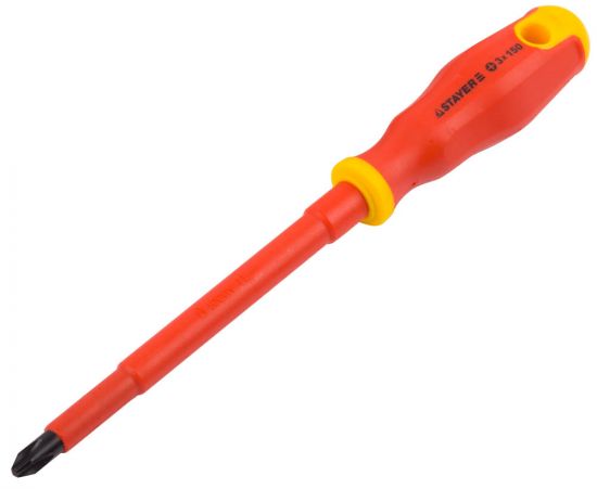 Отвертка STAYER PROFI ELECTRO диэлектрическая до 1000В, двухкомп рукоятка, PH № 3 х 150мм 