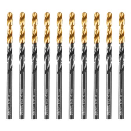 Сверло по металлу, 4 мм, HSS-Tin, Golden Tip, 10 шт. Denzel