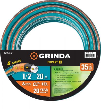 GRINDA PROLine EXPERT 5 1/2", 20 м, 35 атм, шланг поливочный, армированный, пятислойный GRINDA PROLine EXPERT 5 1/2", 20 м, 35 атм, шланг поливочный, армированный, пятислойный