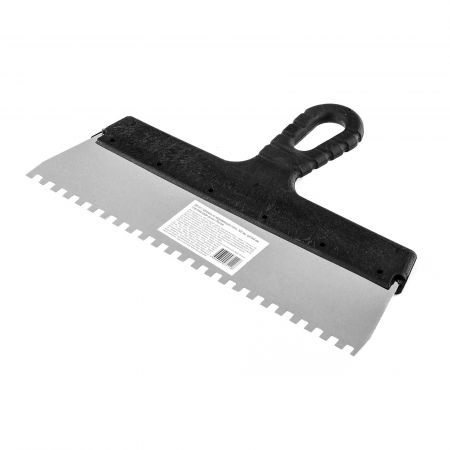 Шпатель из нержавеющей стали, 300 мм, зуб 6 х 6 мм, пластмассовая ручка Sparta Шпатель из нержавеющей стали, 300 мм, зуб 6 х 6 мм, пластмассовая ручка Sparta