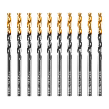 Сверло по металлу, 4,2 мм, HSS-Tin, Golden Tip, 10 шт. Denzel