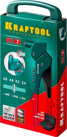 KRAFTOOL RX-7 поворотный заклепочник 360° в кейсе