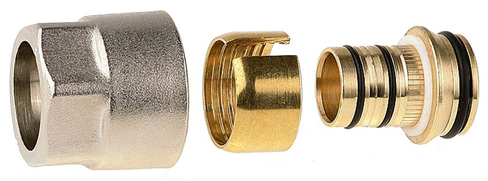 Соединитель GENERAL FITTINGS для металлопластиковых труб, евроконус, никелированная латунь, 3/4" / 20 мм x 2,0 мм