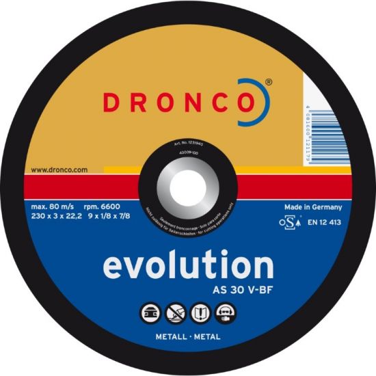 Отрезной диск по металлу Evolution AS30V 230x3x22,23 DRONCO
