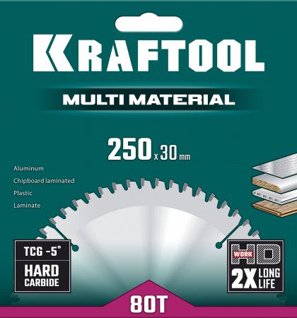 KRAFTOOL Multi Material, 250 х 30 мм, 80Т, пильный диск по алюминию (36953-250-30) KRAFTOOL Multi Material, 250 х 30 мм, 80Т, пильный диск по алюминию (36953-250-30)