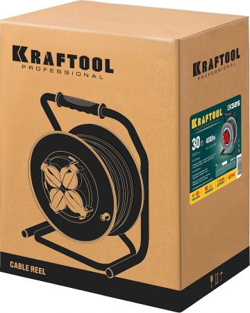 K-325 удлинитель на катушке  30 м, 4000 Вт, 4 гнезда, IP44, КГ 3x2,5 кв мм, KRAFTOOL