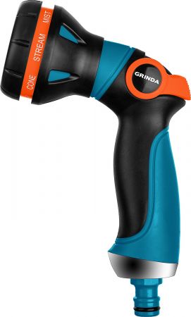 GRINDA PROLine S-8, 8 режимов, пистолет поливочный двухкомпонентный с регулятором напора