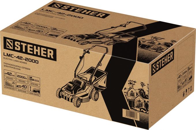 STEHER 2000 Вт газонокосилка сетевая, ш/с 42 см